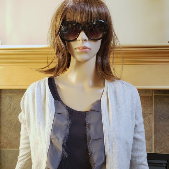 ANTHROPOLOGIE - GUINEVERE, Gray long sleeve open cardigan flattering hem details - Picture 10 of 11
